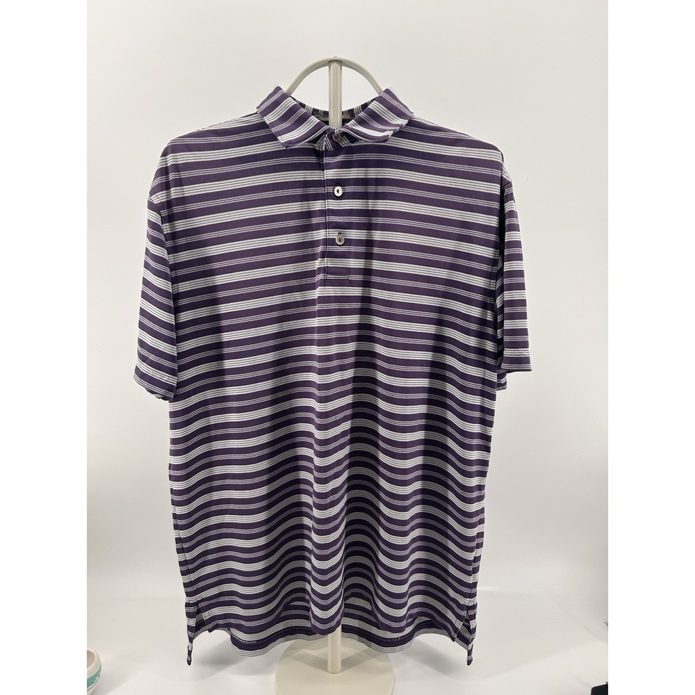 Peter Miller Summer Comfort Polo Shirt Men's Medium Purple Stripe Golf Performan